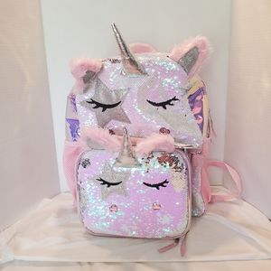 🦨Backpack book bag Pink Unicorn